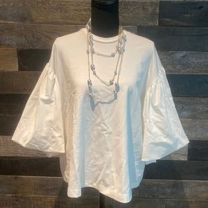 NWT COS white bell-sleeve knit top
